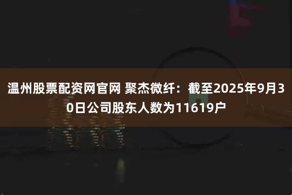 温州股票配资网官网 聚杰微纤：截至2025年9月30日公司股东人数为11619户